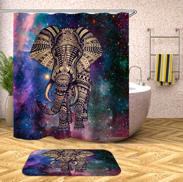 Elephant Bathroom Shower Curtain Set