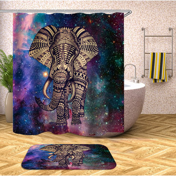 Elephant Bathroom Shower Curtain Set