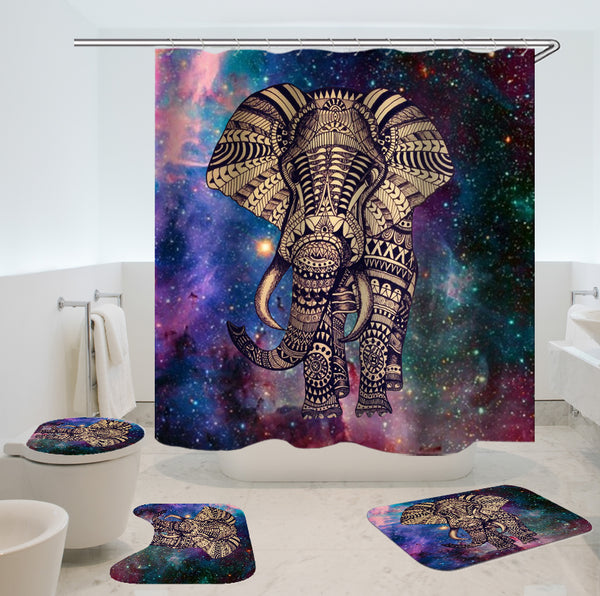 Elephant Bathroom Shower Curtain Set