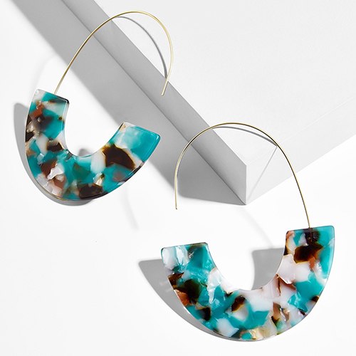 Multi-Color Big Hook Semicircle Drop Earrings