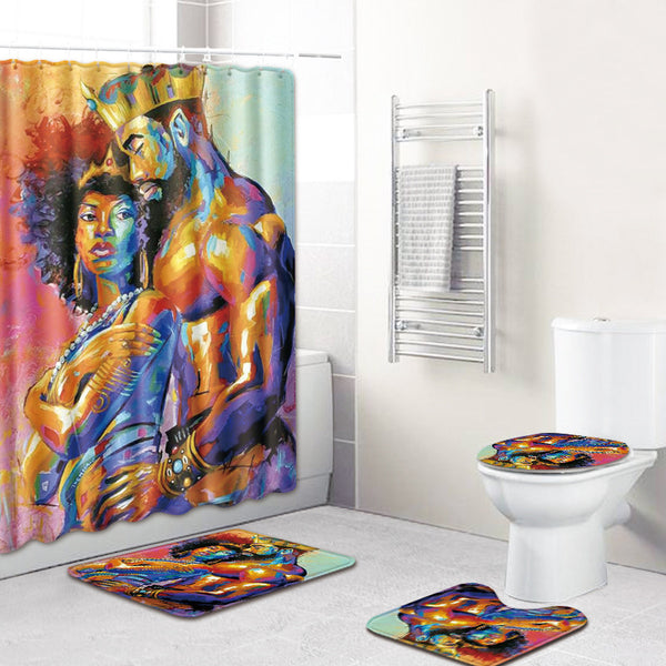 black Love Shower Curtain Set