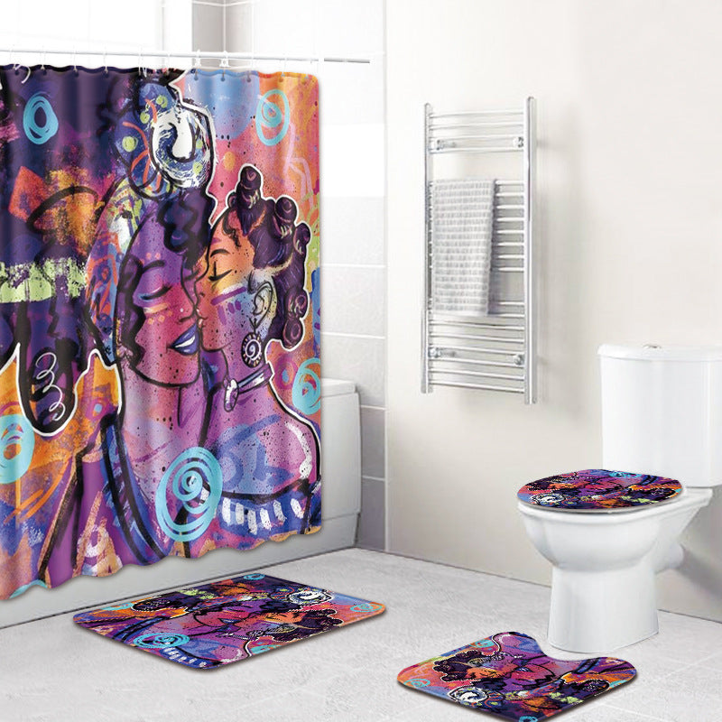 black Love Shower Curtain Set