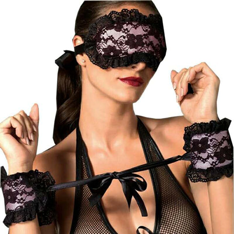 Sexy Lace Blindfold And Handcuffs Set