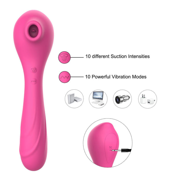 Sucker And Vibrator Double Pleasure Toy