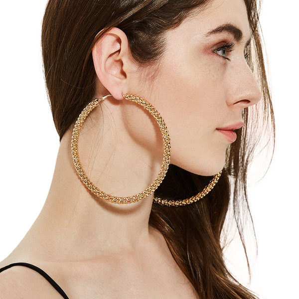 Gold Textured Hoop Earrings