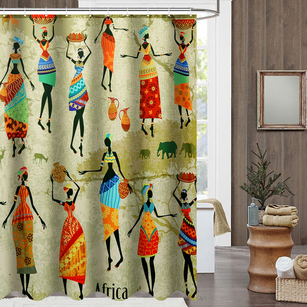 Waterproof Bathroom Curtain Custom African Woman Pattern Bathroom Shower Curtain