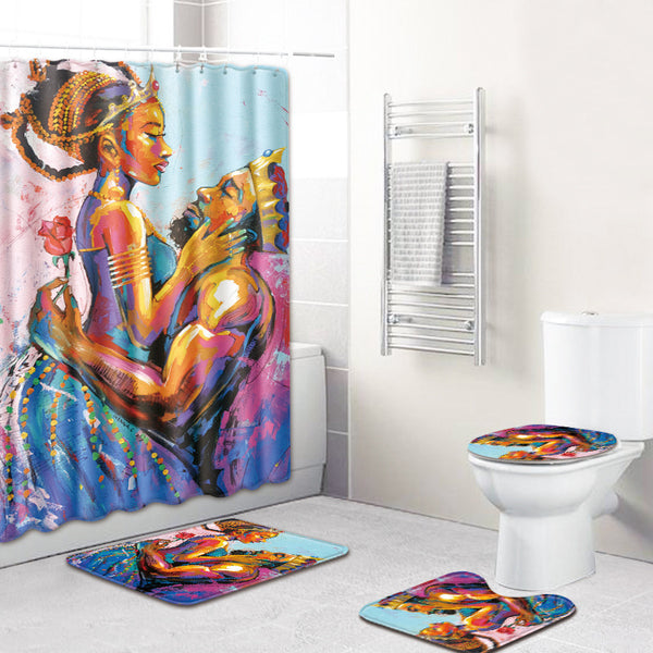 black Love Shower Curtain Set