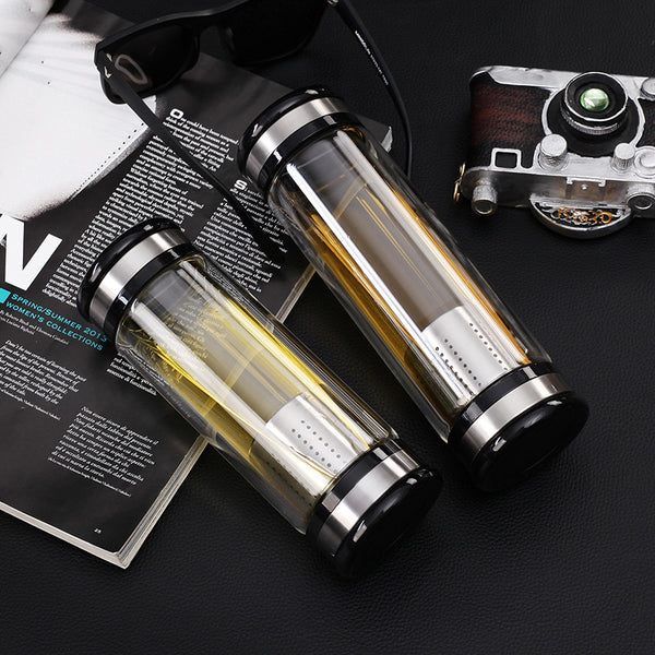 Tea Infuser with Filter Stainless Steel Double Wall Glass Water tumbler