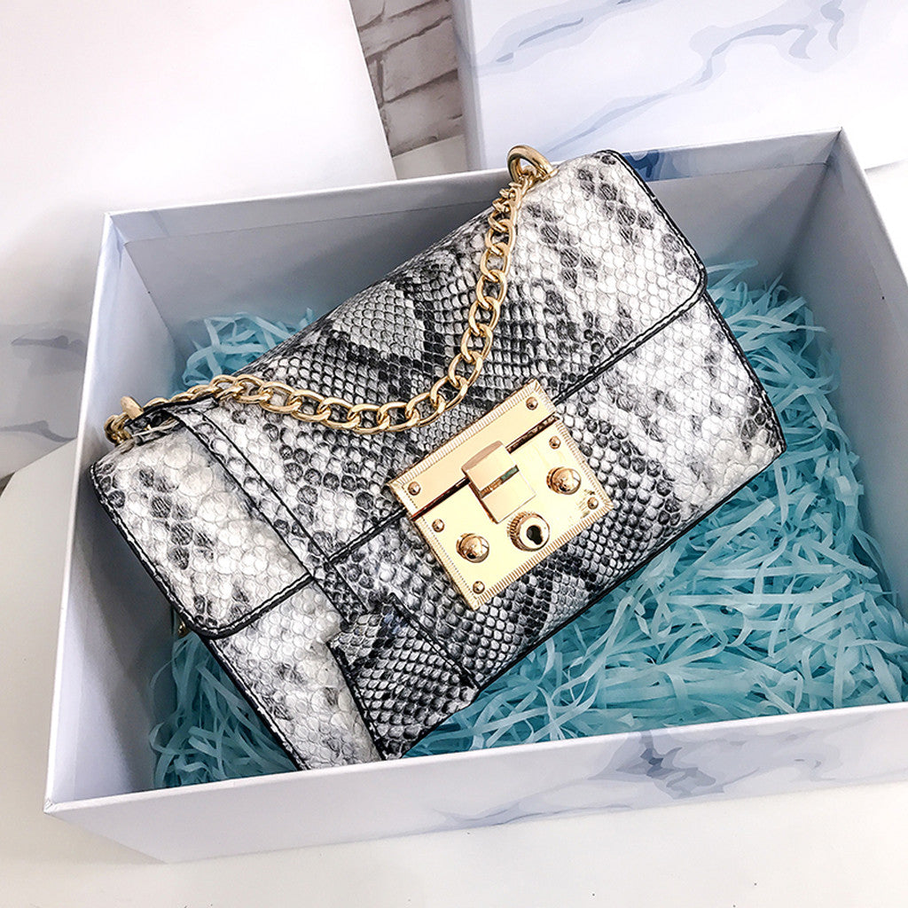 Snake Print Square Bag