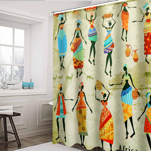 Waterproof Bathroom Curtain Custom African Woman Pattern Bathroom Shower Curtain