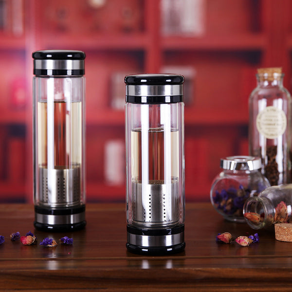 Tea Infuser with Filter Stainless Steel Double Wall Glass Water tumbler