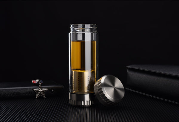 Tea Infuser with Filter Stainless Steel Double Wall Glass Water tumbler