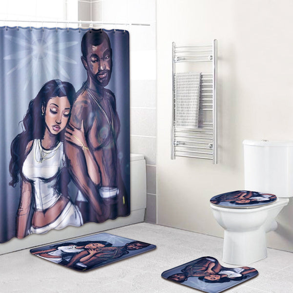 black Love Shower Curtain Set