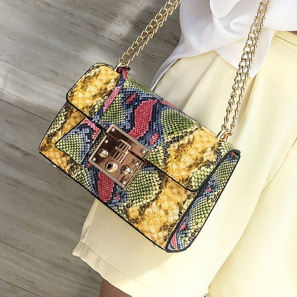 Snake Print Square Bag