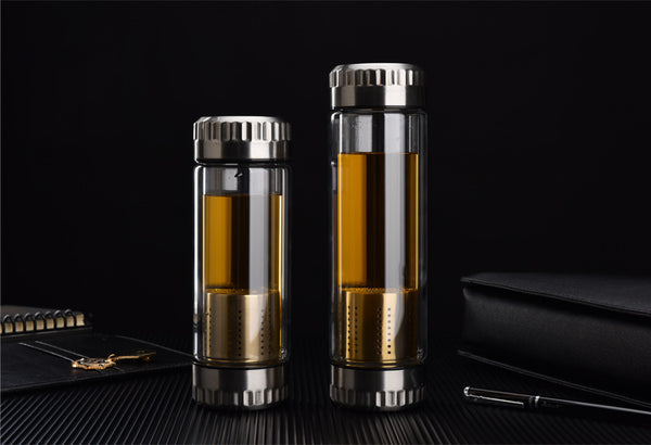 Tea Infuser with Filter Stainless Steel Double Wall Glass Water tumbler