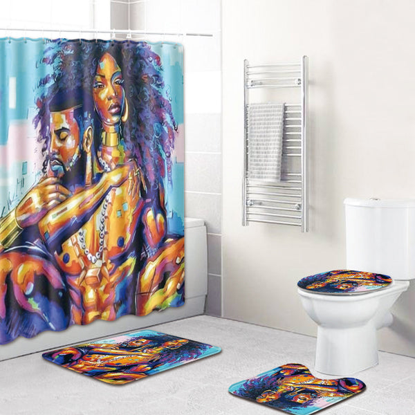 black Love Shower Curtain Set