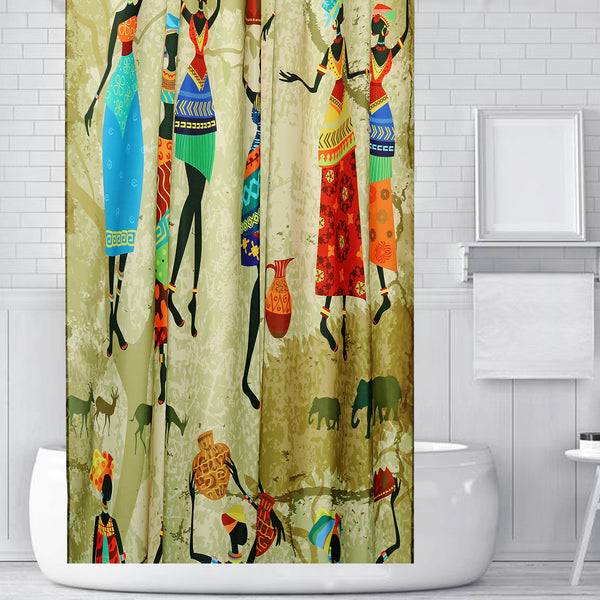 Waterproof Bathroom Curtain Custom African Woman Pattern Bathroom Shower Curtain